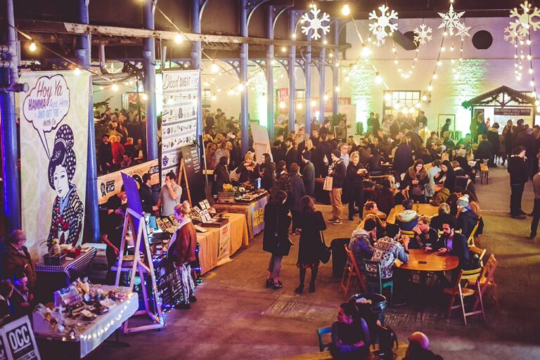 The interior of an office space showcasing an indoor market