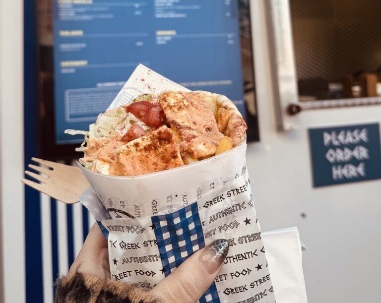 A close up of some chicken gyros from Acropolis Street Food