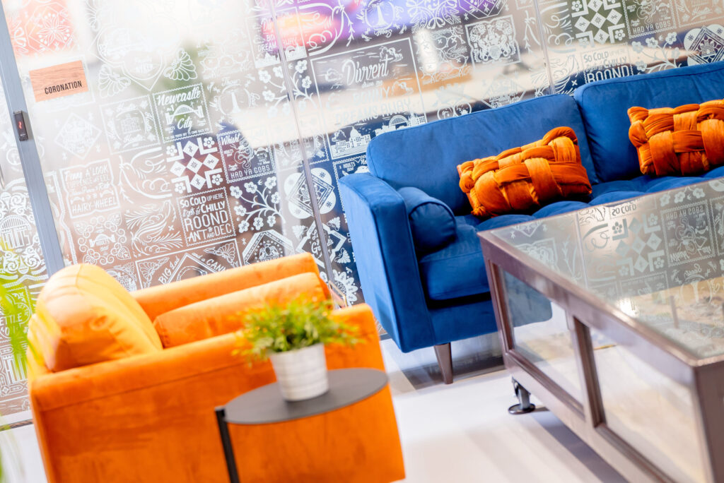 Image shows a comfortable seating area